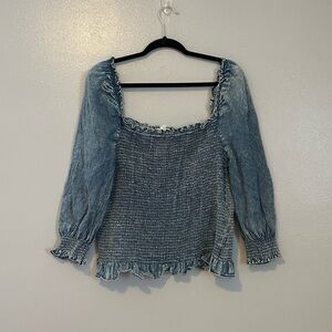 GeeGee denim Ruffled long sleeve top 2XL